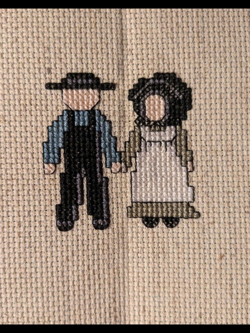 Simple Life Amish Cross Stitch Pattern with Finished Piece - Picture 2 of 4